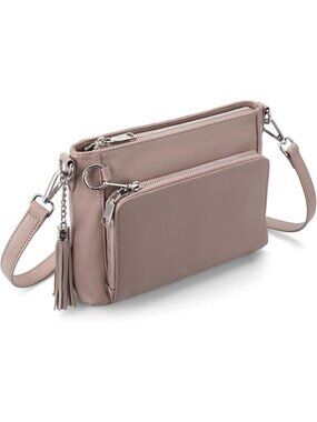 Women's Pink Genuine Leather Anti Theft RFID Crossbody Bags with Built Wallet
